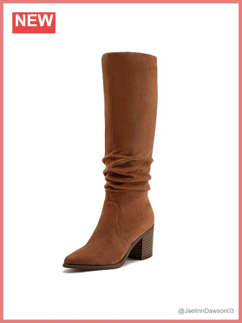 Women's Slouchy Suede Chunky Heel Pointed Toe Knee High Boots